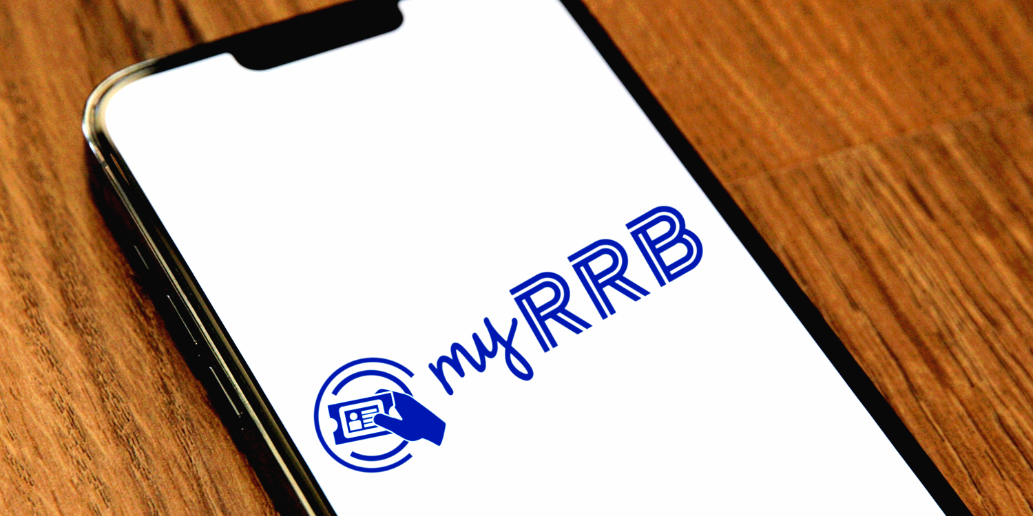 myRRB logo on iPhone screen