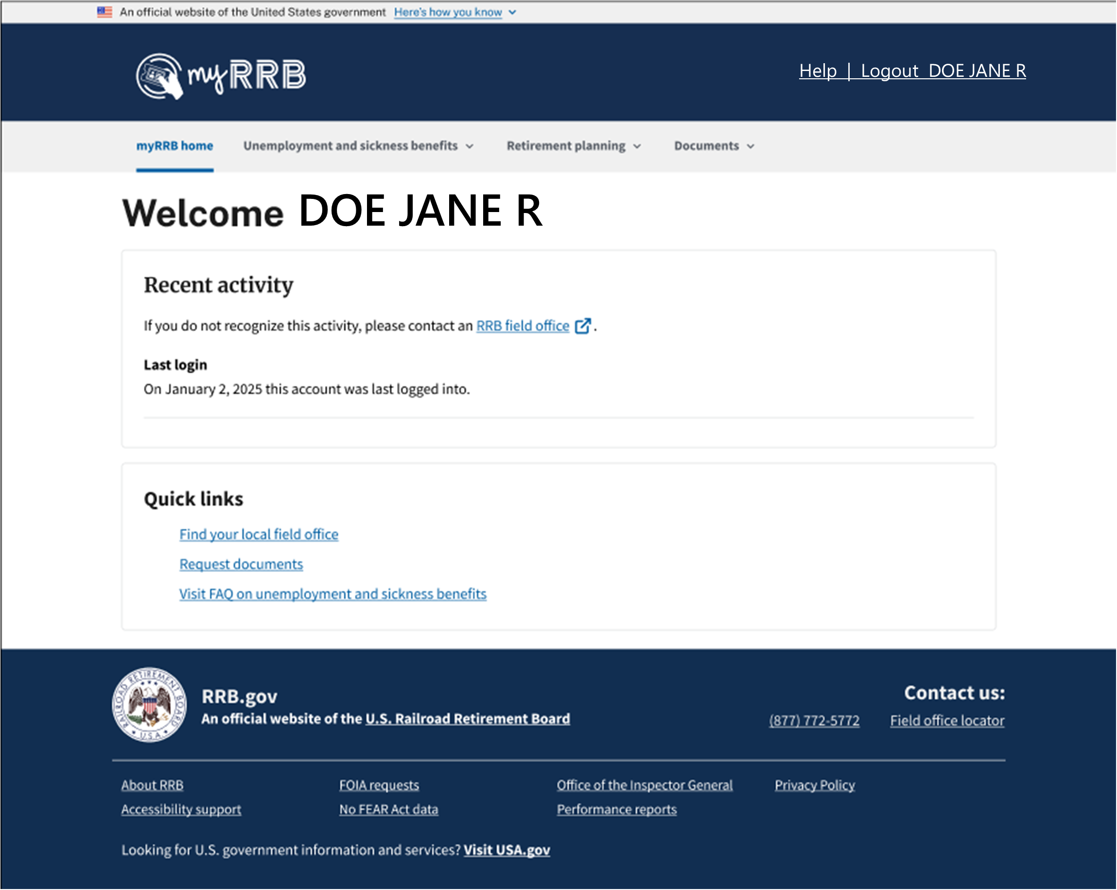 image of new home page for former and current railroad employees